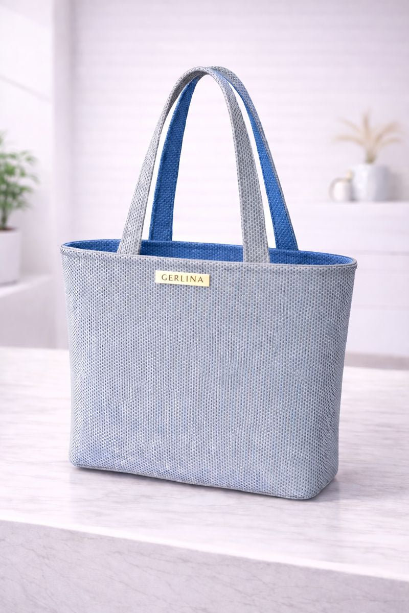 Handtasche Medium Blau/Grau - Wendbar Handgefertigt