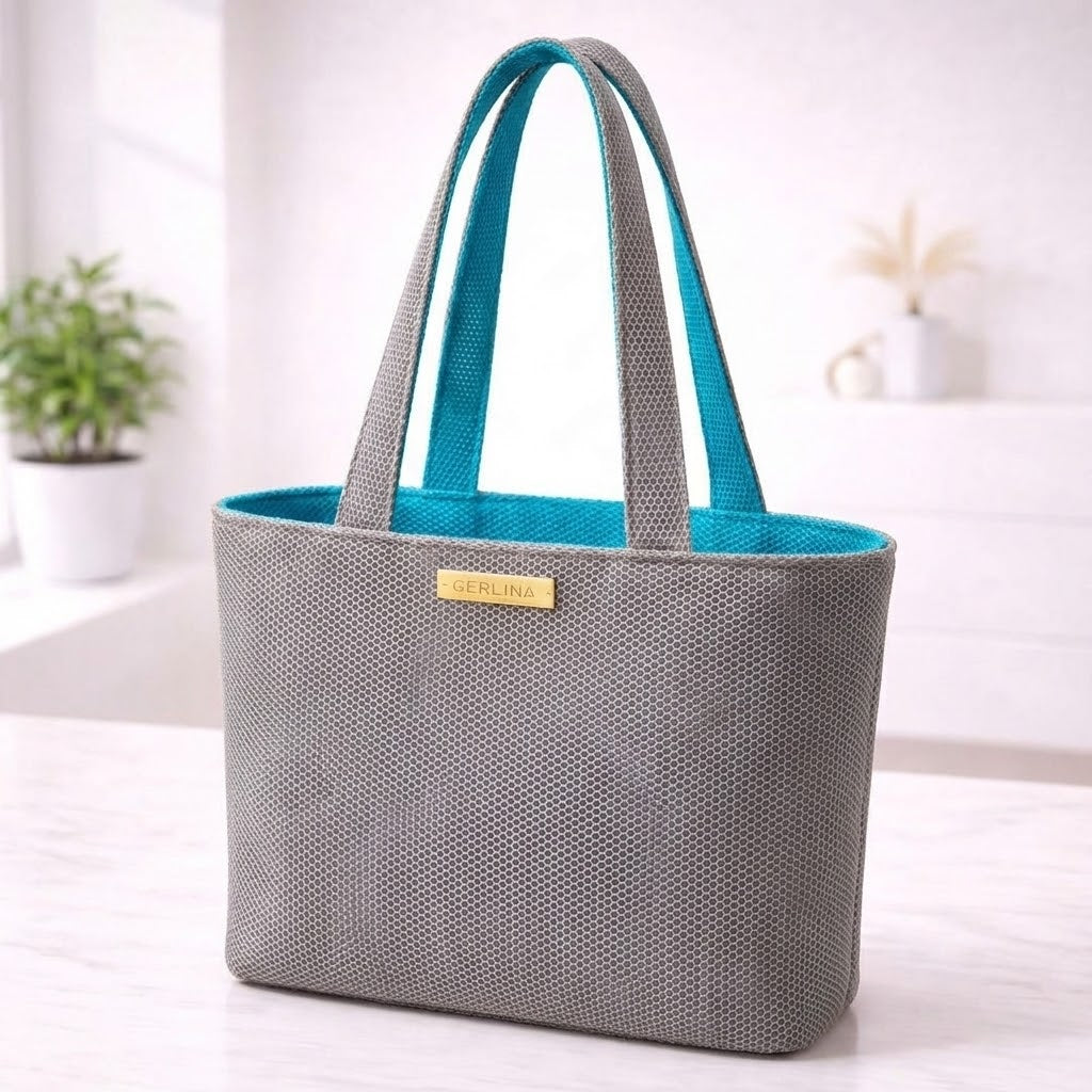 Handtasche Medium - Blau/Grau